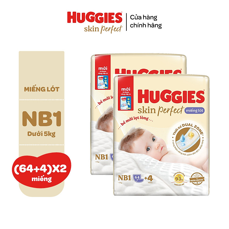 Mua tại Tiki: Combo 2 gói Miếng lót Huggies NB1 Chính hãng, giá tốt