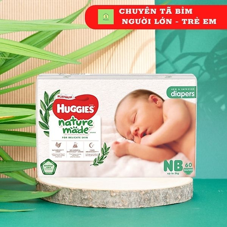 Tã Dán Huggies Platinum Naturemade NB60 Chính hãng Giá rẻ - Hình ảnh 5