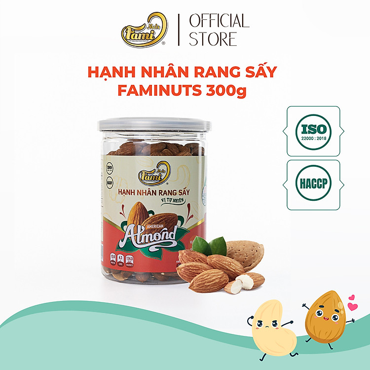 Hạnh nhân rang sấy vị tự nhiên Faminuts Hũ 300g