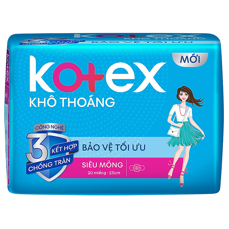 Băng Vệ Sinh Kotex Khô Thoáng Lưới Siêu Thấm Siêu Mỏng Cánh 20