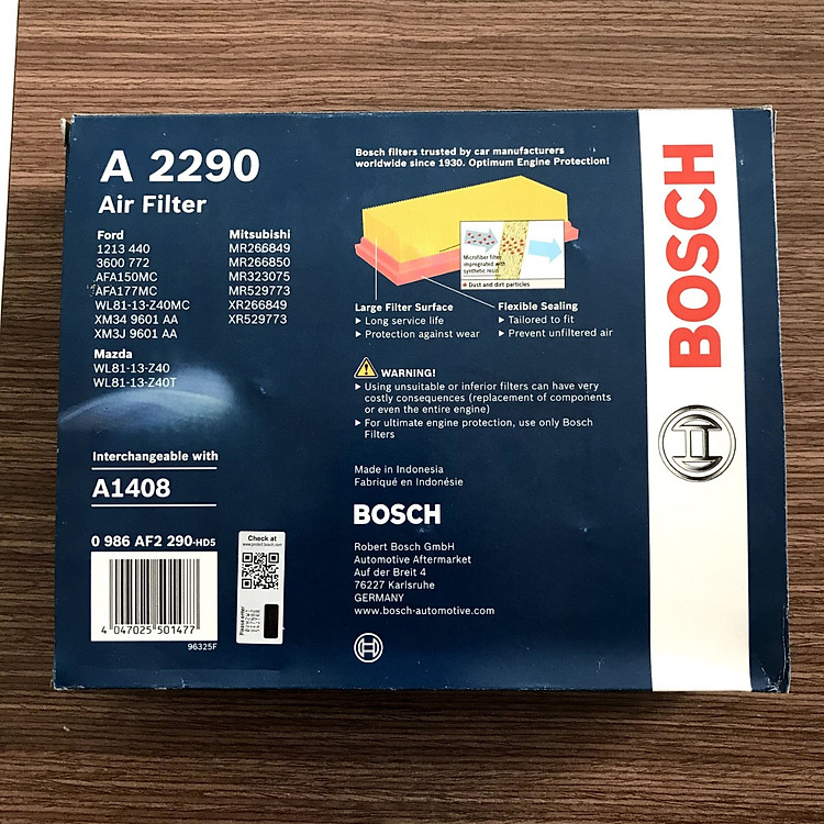 Lọc Gió Bosch A2290 - Ford Everest ,Ford Ranger ,Mazda B2500