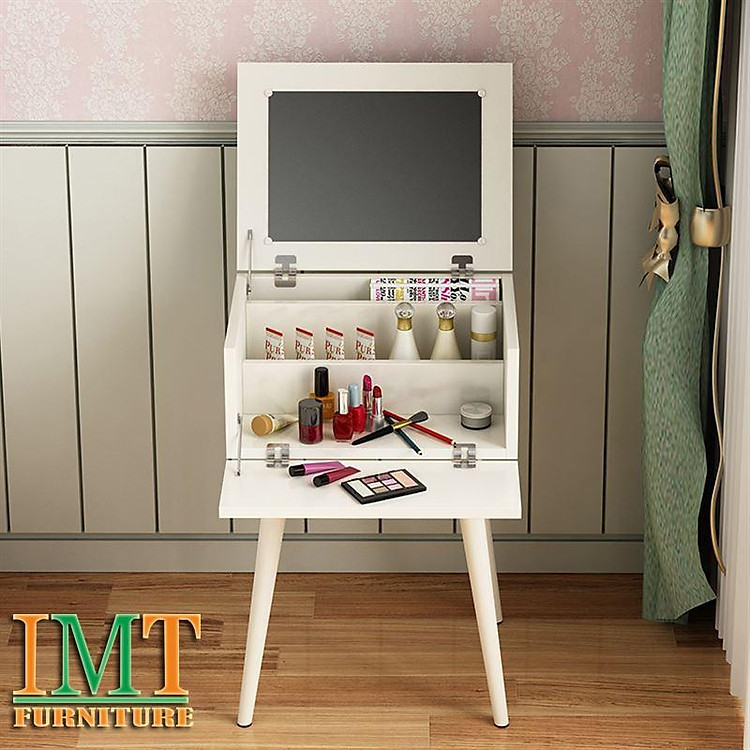 Bàn trang điểm kết hợp tab đầu giường đa năng màu đen IMT-369-1