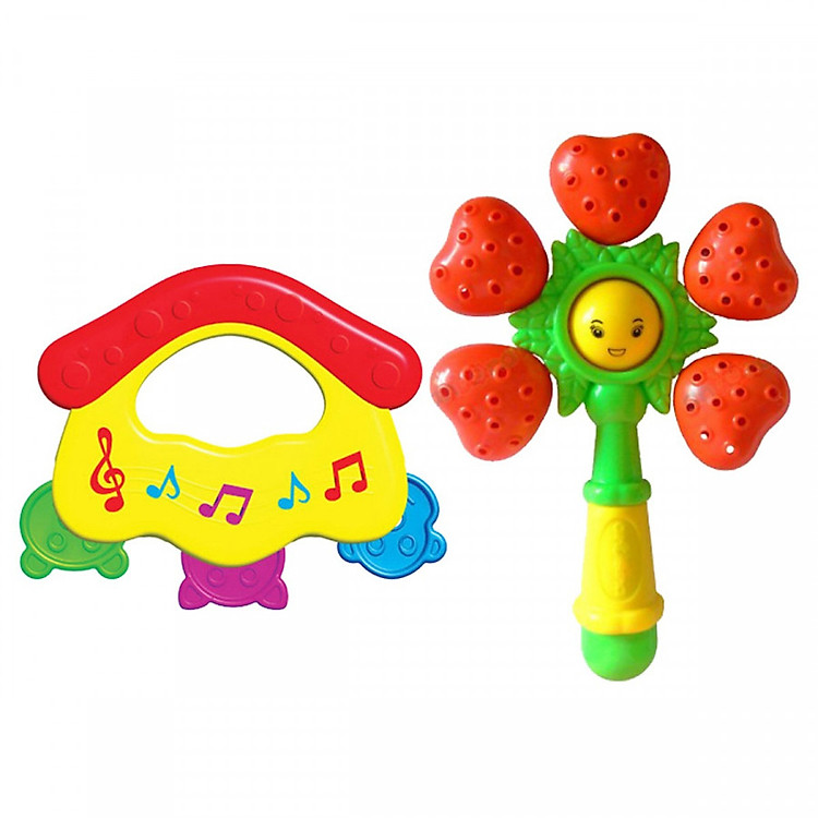 Đồ Chơi Sơ Sinh - Combo 2 Lục Lạc Xúc Xắc Hoa Quả Và Mái Nhà Cho Bé