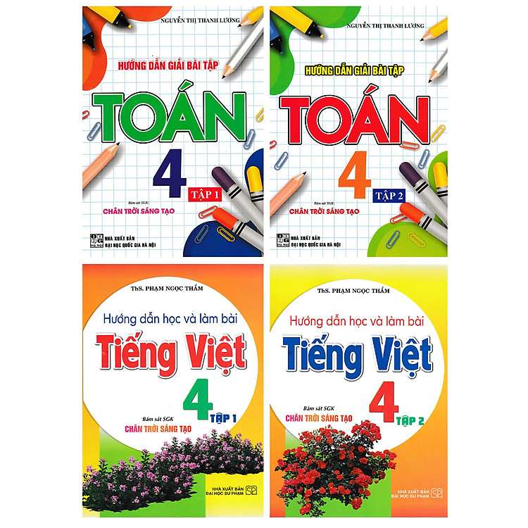 Combo Hướng Dẫn Giải Bài Tập Toán 4 + Hướng Dẫn Học Và Làm Bài Tiếng Việt 4 (Bám Sát SGK Chân Trời Sáng Tạo) (Bộ 4 Cuốn) _HA