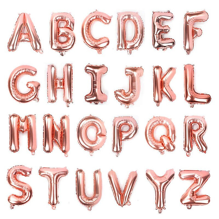 Bóng Bóng Chữ Cái A-Z Trang Trí Tiệc Màu Vàng Hồng