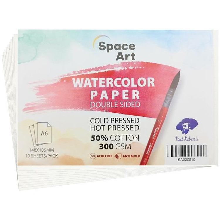 Giấy Vẽ Màu Nước A6 300gms (10 tờ)