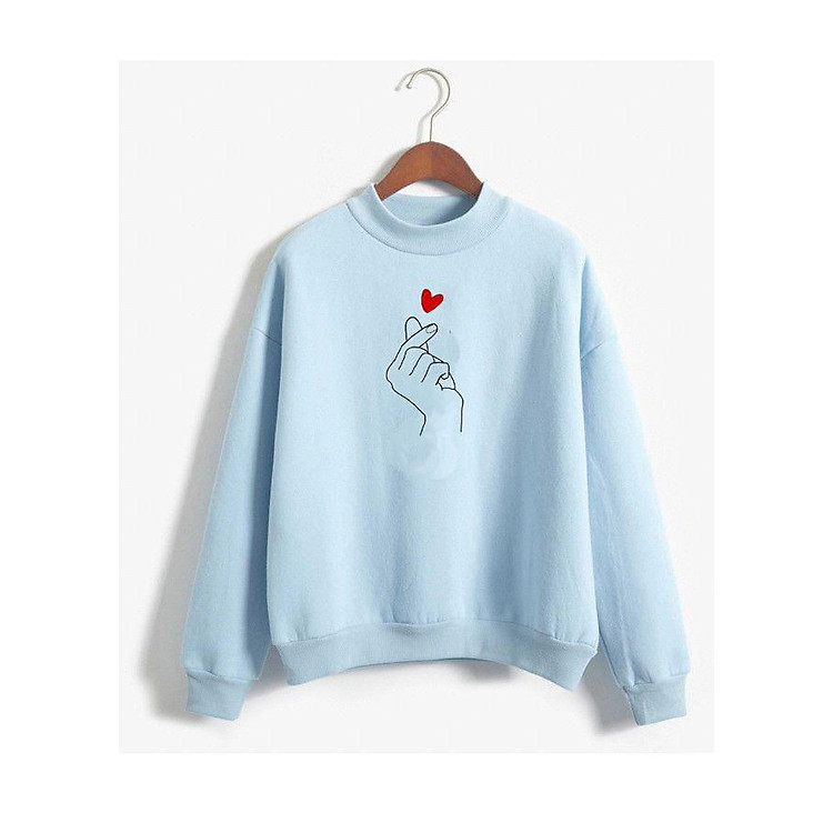 Áo hoodie không nón in bắn tim