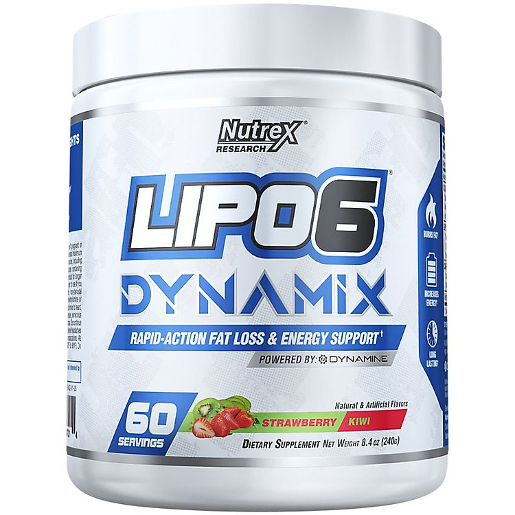 Thực phẩm bổ sung Pre-workout Nutrex Lipo 6 Dynamix kết hợp đốt mỡ, tăng sức mạnh 2 trong 1 - vị Strawberry Kiwi - 60 liều dùng - Chính hãng BBT
