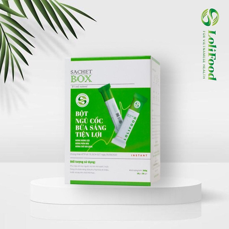 Bột Ngũ Cốc Lovifood Bữa Sáng Tiện Lợi (20 gói x 18g) - Thay Thế Bữa Ăn, Giảm Nguy Cơ Mắc Bệnh Tiểu Đường, Chống Oxy Hóa, Tốt Cho Tim Mạch, Bổ Sung Nội Tiết Tố, Đẹp Da - Thơm Ngon, Dễ Uống - Người Tập Gym và Yoga, Ăn Kiêng, Ăn Chay, Tiểu Đường, Tim Mạch