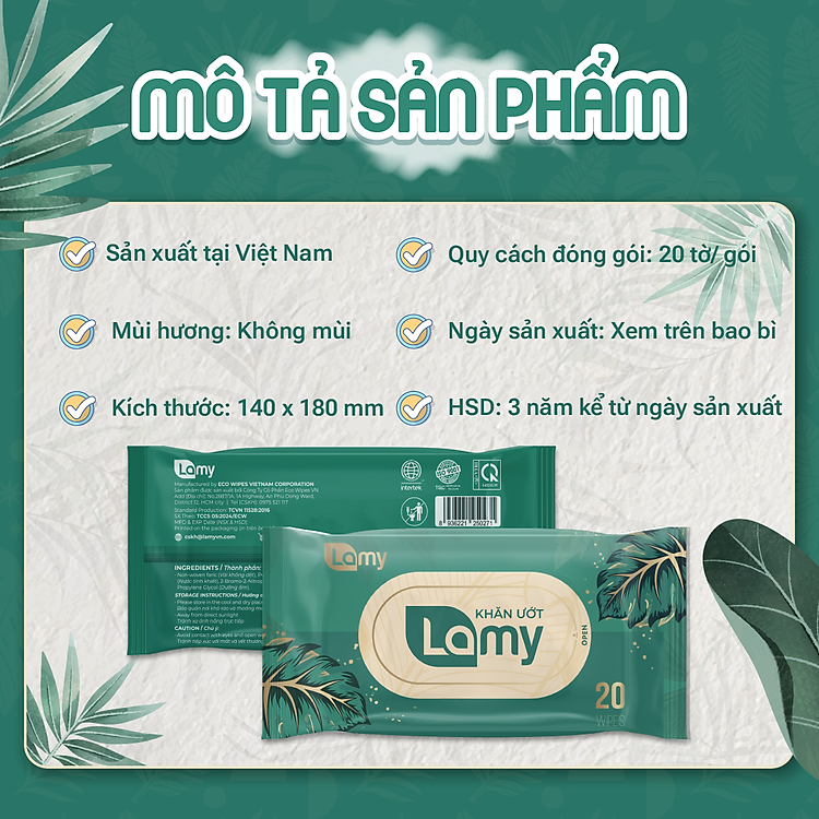 Khăn ướt LAMY 20 tờ cho em bé Uy tín Giá rẻ - Hình ảnh 4