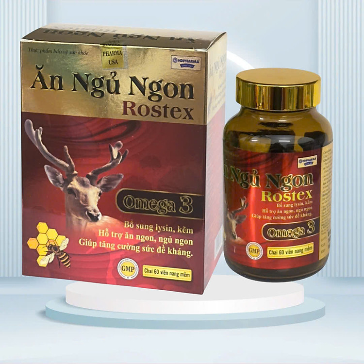 Viên uống Ăn Ngủ Ngon Rostex omega 3 - Lọ 60 Viên,bổ sung khoáng chất vitamin tổng hợp giúp ăn ngủ ngon