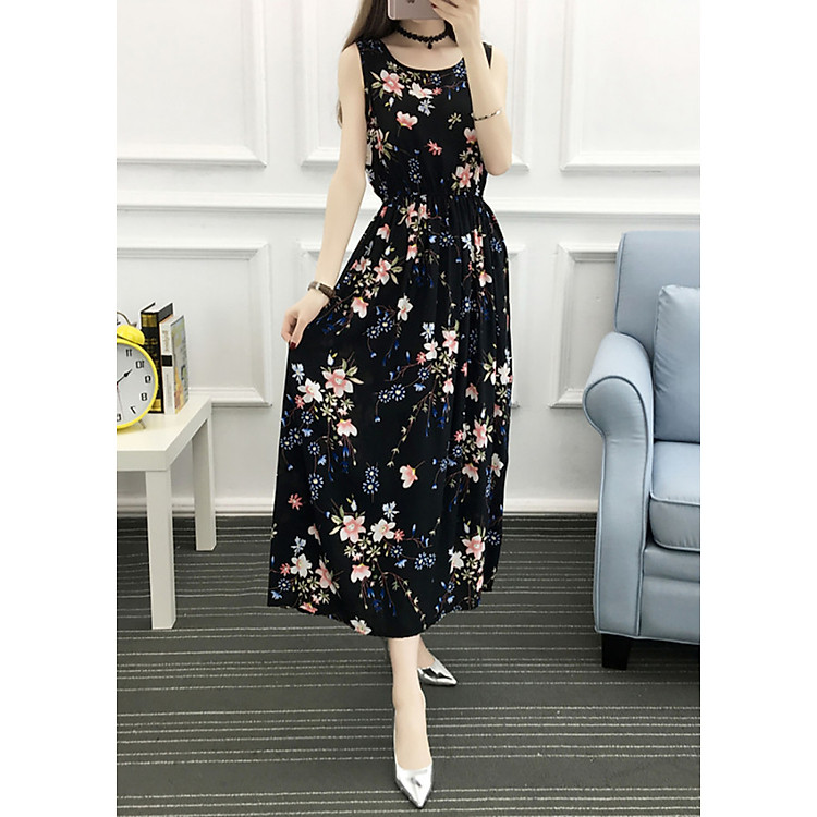 Váy đầm tone cotton maxi dài dạo chơi, đi biển - Mã 53