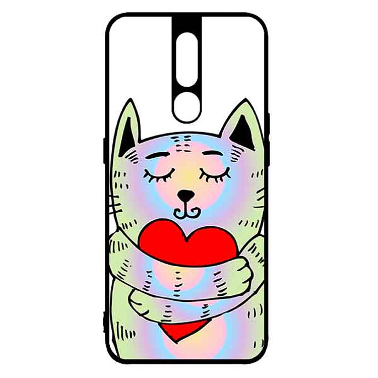 Ốp Lưng in cho Oppo F11 Pro Mẫu Mèo Tim - Hàng Chính Hãng