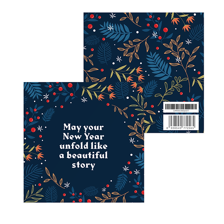 Thiệp giáng sinh năm mới New Year SDstationery Beautiful Story, vòng hoa sang trọng, tinh tế, vuông 12x12 cm