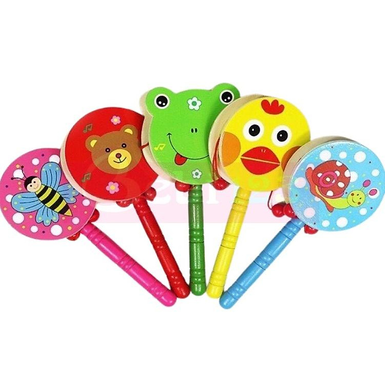 Trống gỗ lục lạc cho bé - Xanh Lá Chính hãng Giá tốt - Hình ảnh 2