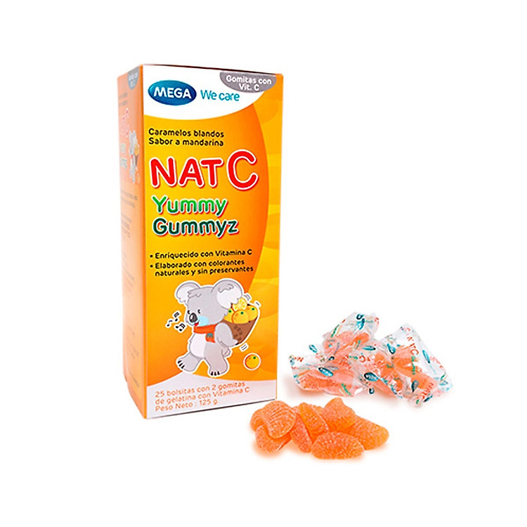 Kẹo dẻo Nat C Yummy Gummyz 25 viên - bổ sung vitamin C, tăng cường sức đề kháng