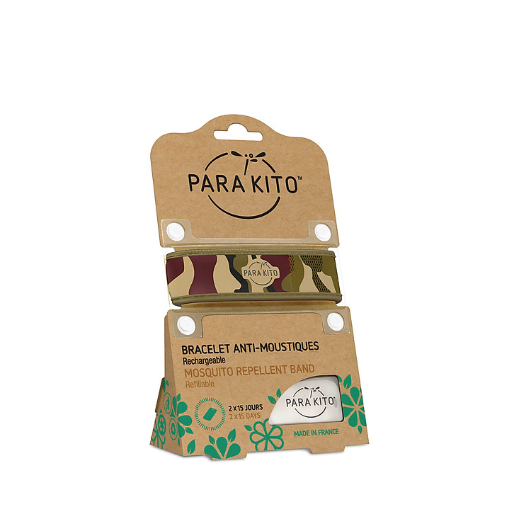 Viên chống muỗi PARA’KITO kèm vòng đeo tay bằng vải hoa văn rừng xanh (loại 2 viên) -PGWB02