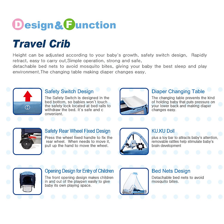 Mua Nôi Ngủ Du Lịch Cho Bé KUKU Chính hãng Giá rẻ - Hình ảnh 3