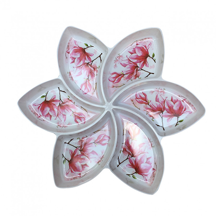 Khay mứt hoa quả Tết 6 ngăn 7652 40 x 40 (giao màu ngẫu nhiên)