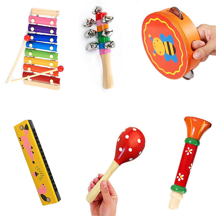 Combo 6 món nhạc cũ bằng gỗ rèn luyện đôi tai cho bé yêu