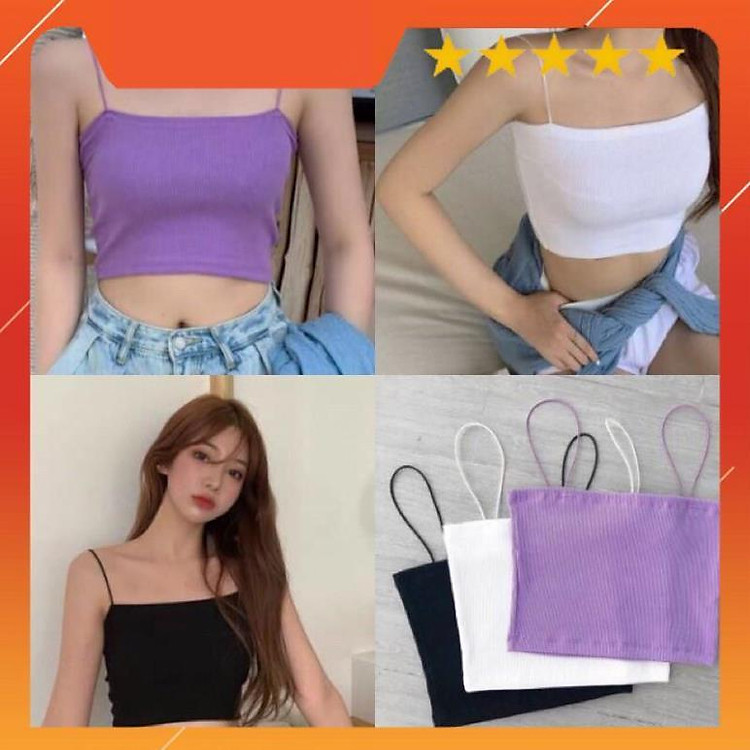 Combo 3 Áo 2 dây bún trơn Siêu Xinh ( Màu ngẫu nhiên , trắng, đen,Tím)