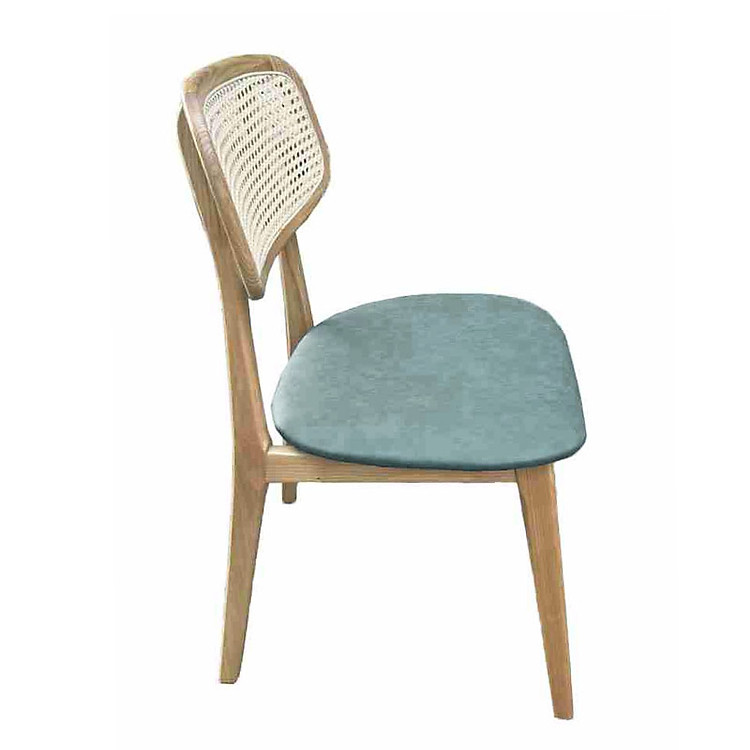 Ghế nhà hàng gỗ ash lưng đan mắt cáo PLC 3A-P Nội thất Capta Ghế ăn gỗ tựa mây đan mắt cáo có bọc nệm simili cao cấp tại tp hcm