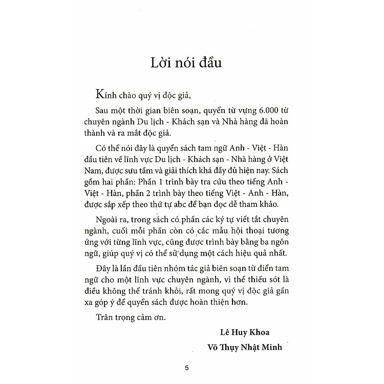 6000 Từ Vựng Chuyên Ngành Du Lịch-Khách Sạn-Nhà Hàng (Anh-Việt-Hàn) - Ảnh 4