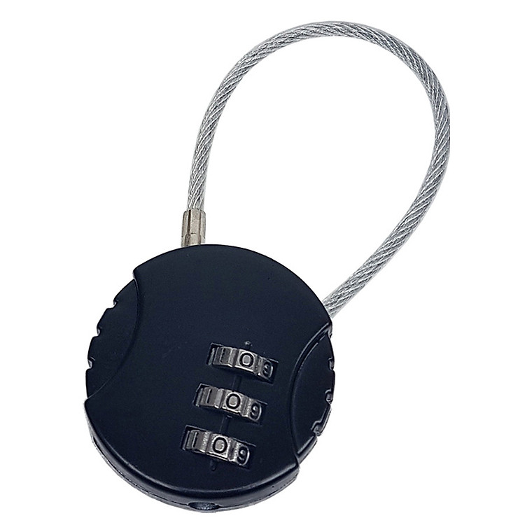 Ổ khóa tròn vali, balo, túi du lịch loại dây cáp mật mã 3 số TK034