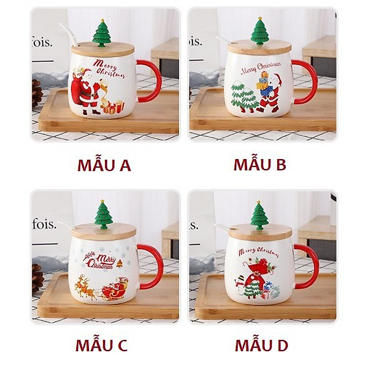 Ly sứ Noel 480ml có muỗng và nắp gỗ - Ảnh 5