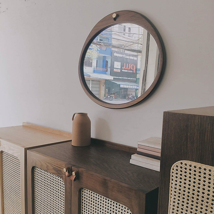 Gương Tròn viền gỗ sồi đường kính 60
