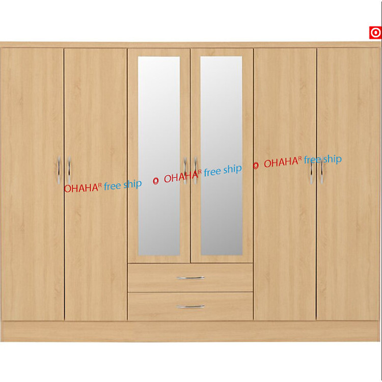 TỦ QUẦN ÁO GỖ CÔNG NGHIỆP CAO CẤP 6 CÁNH OHAHA - TACC008