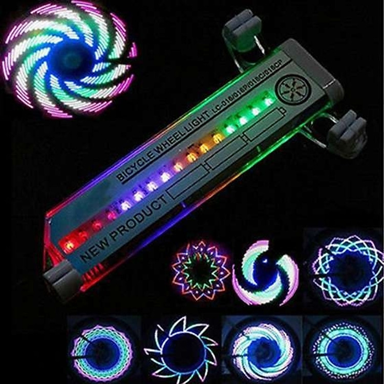 Đèn Led Gắn Căm, Tăm Bánh Xe Đạp Trang Trí 16 Bóng LED Nhiều Màu 30 Hình (sử dụng pin AAA tặng kèm) Giúp Nổi Bật Ban Đêm, Màu Rực Rỡ