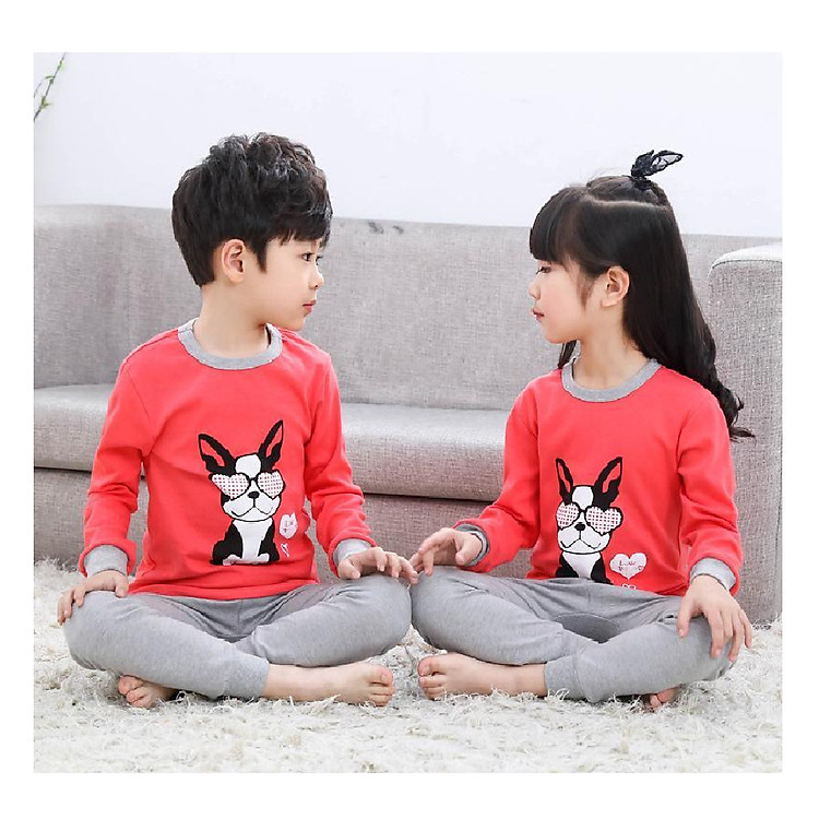 Bộ thu đông đáng yêu cho bé gái và bé trai từ 3 - 10 tuổi in họa tiết mặt cười