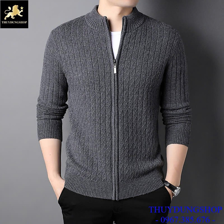 Áo len nam cao cấp cổ đứng kéo khóa công sở LNA32