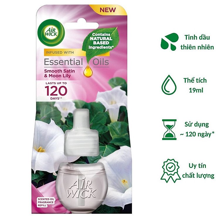 Tinh dầu thơm phòng cắm điện 220V Air Wick 19ml (Tùy chọn nhiều mùi hương), tinh dầu thơm thiên nhiên sử dụng cho phòng ngủ, phòng khách, và tất cả nơi cần lan tỏa hương thơm