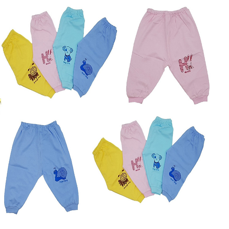 Combo 10 quần dài cotton bo gấu cho bé