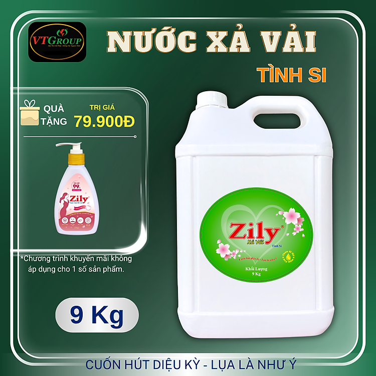 Nước Xả Vải Zily Can 9Kg - Tặng 1 Nước giặt đồ lót Zily 200gr