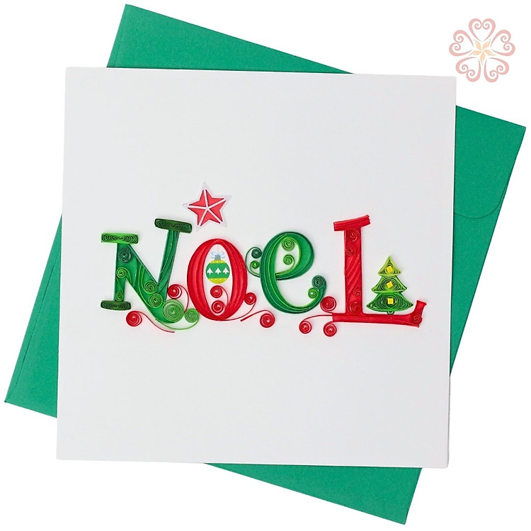 Thiệp Giáng Sinh Giấy Xoắn Vòng Hoa mừng Giáng Sinh và Năm Mới size 15x15cm