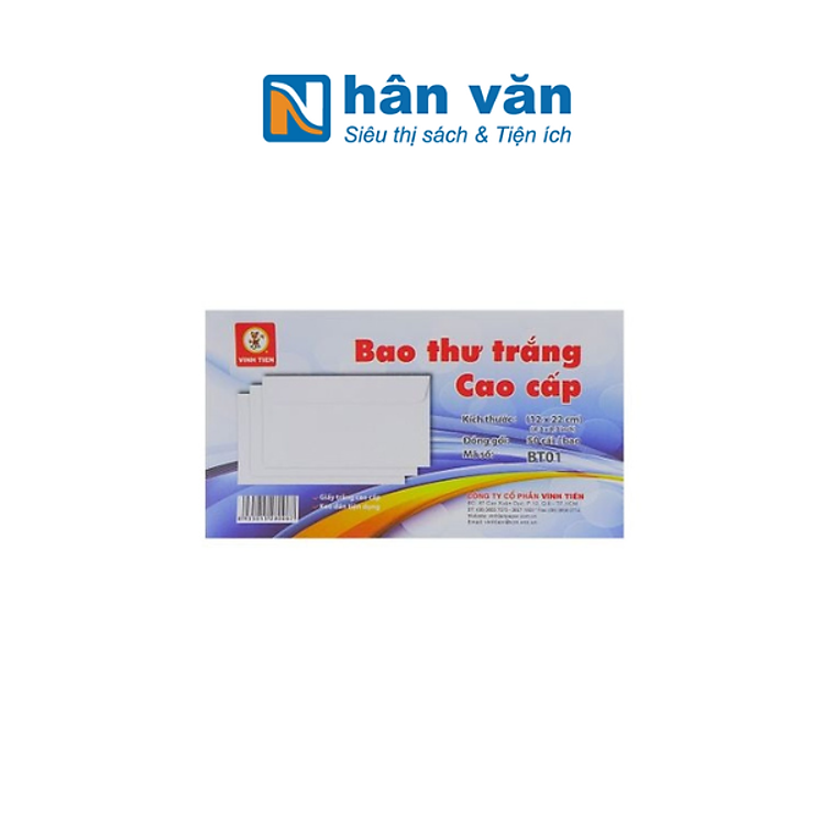Bao Thư Trắng Cao Cấp Vĩnh Tiến BT01 (12 x 22 cm)