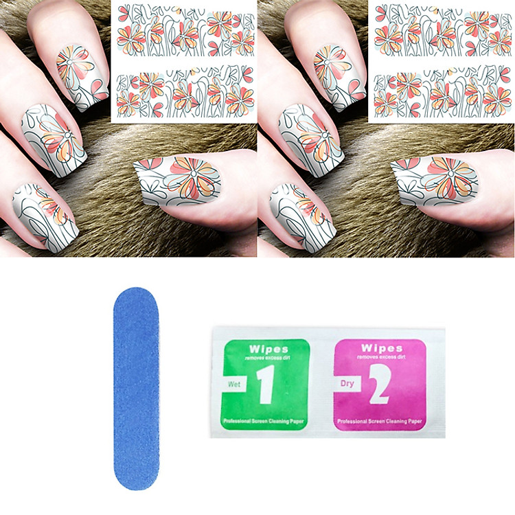 Miếng dán móng giả sticker (Kèm dũa và khăn)