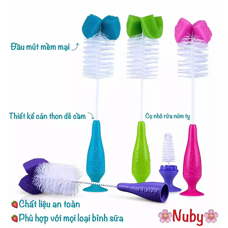 Cọ rửa bình sữa Nuby - Tím Chính hãng Giá tốt - Hình ảnh 3