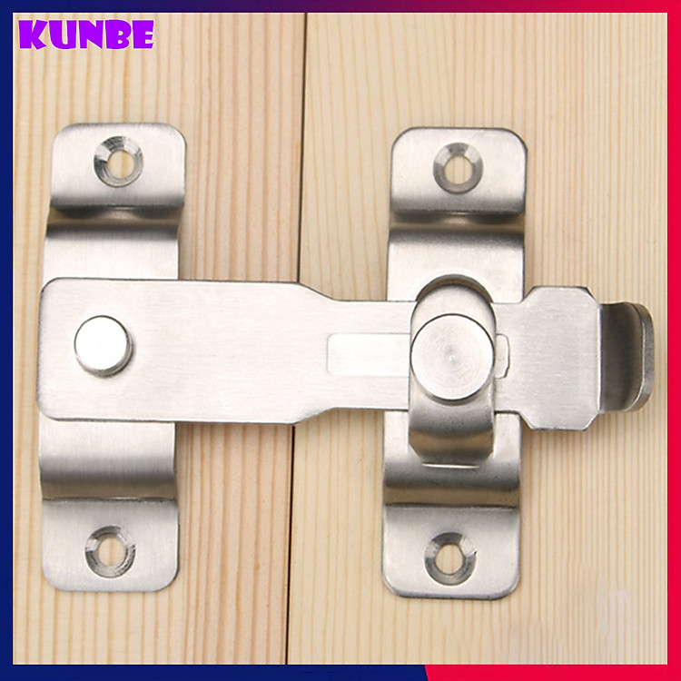 Chốt Khóa Cài Cửa KUNBE Bằng Thép Không Gỉ, Then Cửa Có Chốt Cố Định Thanh Gạt Loại To An Toàn, Chắc Chắn