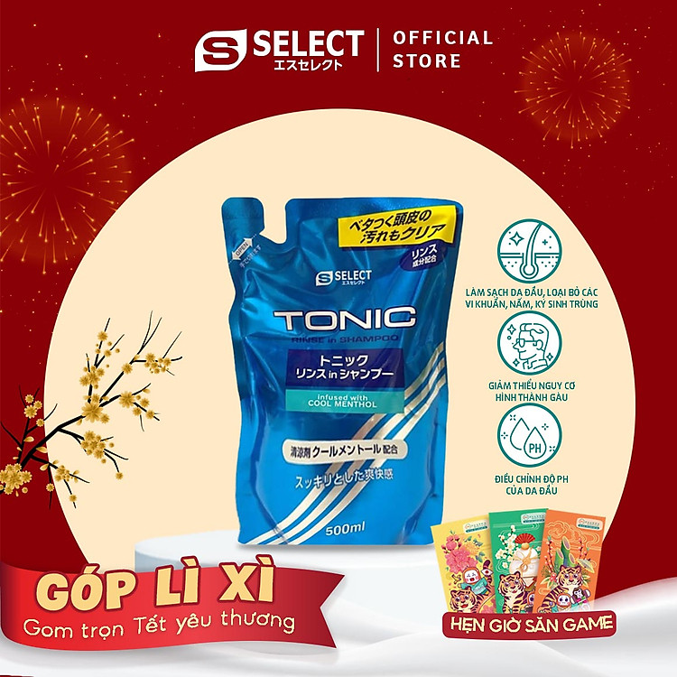 Dầu gội xả bạc hà mát lạnh dành cho nam S Select Nhật Bản ( gói refill 500ml )