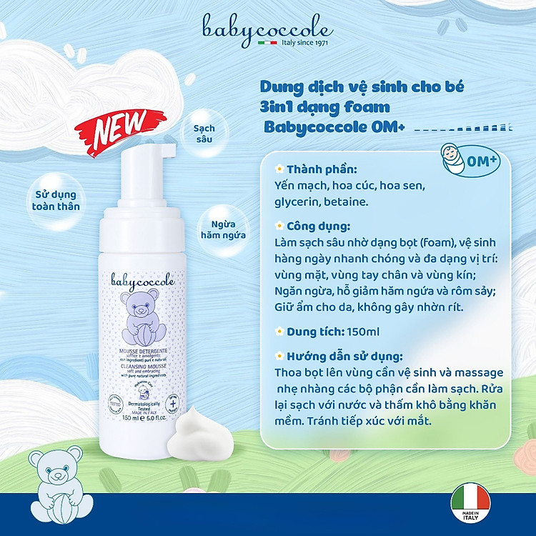 Dung dịch làm sạch cho bé Babycoccole 150ml Chính hãng Ưu đãi - Hình ảnh 3