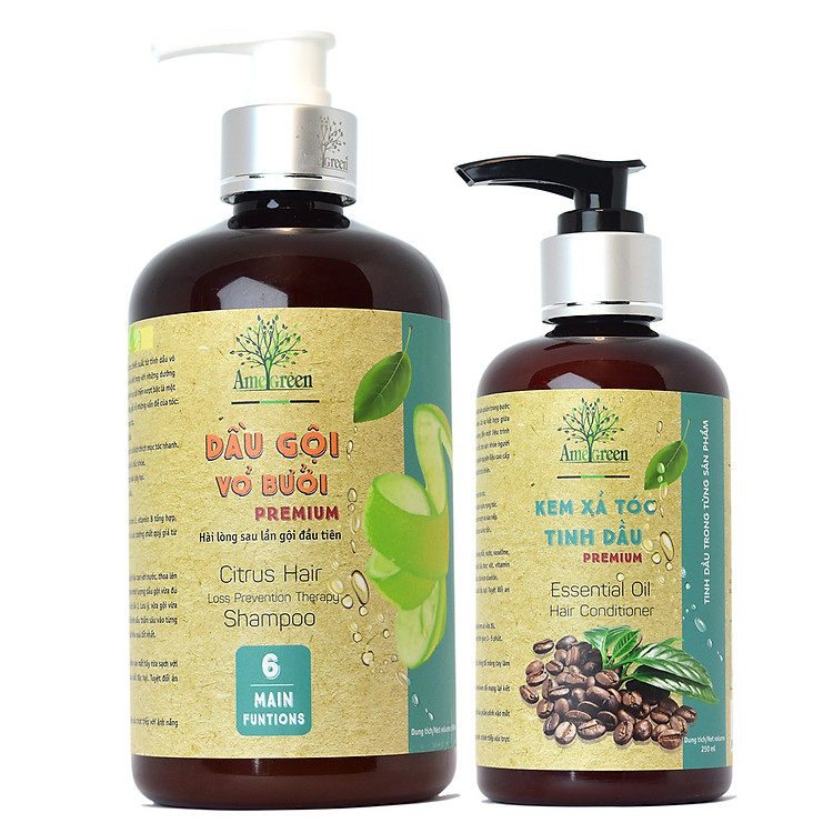 Bộ Dầu Gội Vỏ Bưởi AmeGreen & Kem Xả Tóc AmeGreen