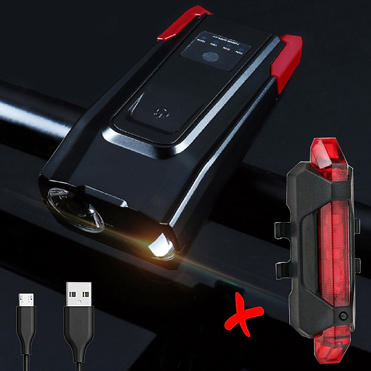 COMBO Đèn Còi Xe Đạp BK1718 Và Đèn Hậu Sạc USB BS216