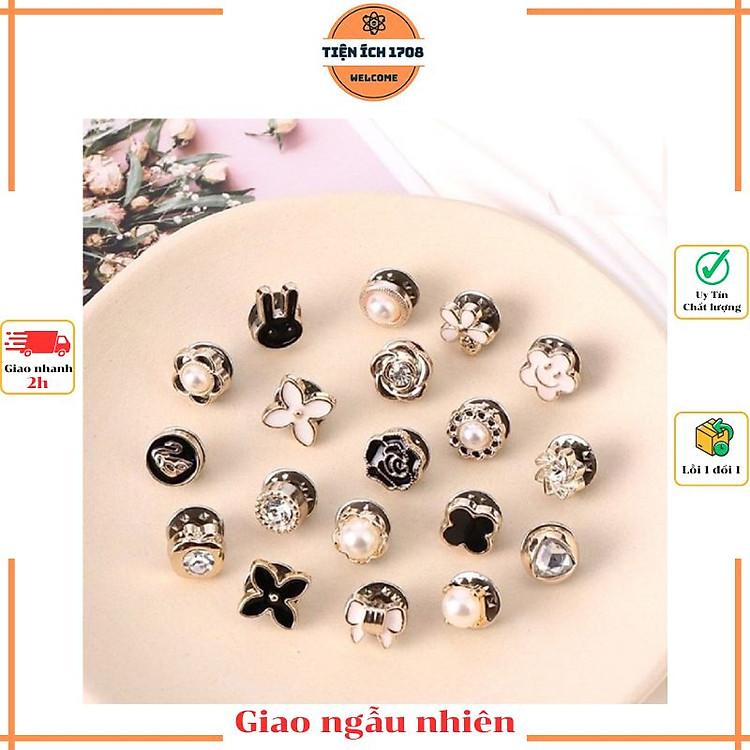 Set 10 cúc cài áo mini chống hở, ghim cài trang trí khuy áo thời trang Hàn Quốc (Giao mẫu ngẫu nhiên)