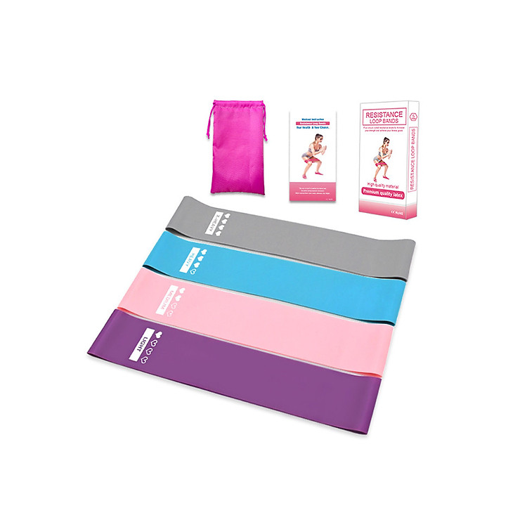 BỘ 4 DÂY ĐÀN HỒI TẬP GYM PHIÊN BẢN NÂNG CẤP PREMIUM CHỐNG TRƠN TRƯỢT - MINI BAND DÂY ĐÀN HỒI KHÁNG LỰC TẬP YOGA - ĐÀN HỒI KHÁNG LỰC THỂ THAO