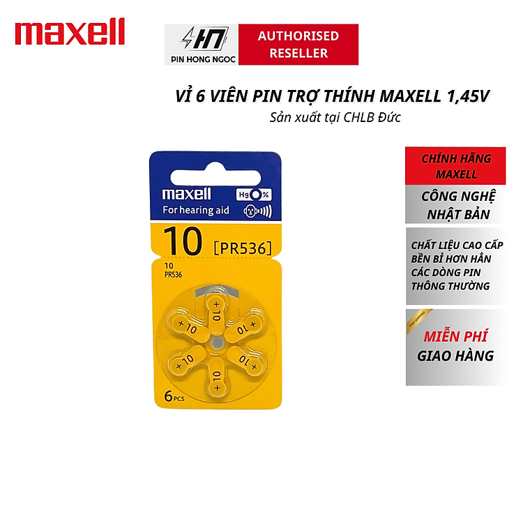 Pin máy trợ thính Maxell PR41 ( pin 312 ) / PR44 ( pin 675 ) / PR48 ( Pin 13 ) / PR536 ( Pin 10 ) 1,45V Hàng chính hãng