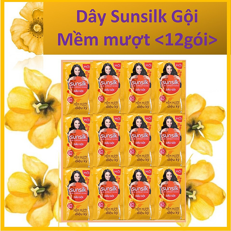 Dầu gội Sunsilk Mềm mượt diệu kỳ (Vàng) Dây 10 gói